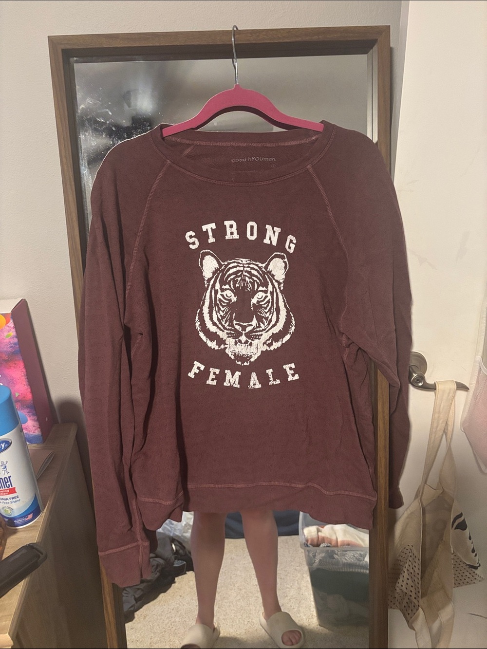 Good Hyouman Strong Female Tiger Graphic Sweatshirt — Burgundy